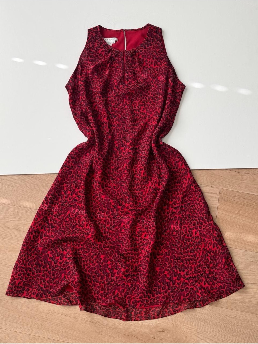 Y2K Red Silk Dress Leopard Print 8 Midi Maggy London Tank